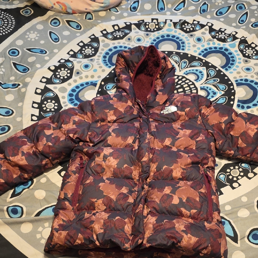 The North Face Kids Puffer Jacket - Brown and Pink Floral